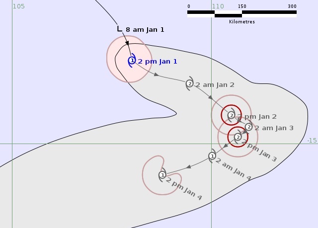 Forecast of the path and affected area of Typhoon Iggy formed from a tropical depression that just appeared from the afternoon of December 31, 2025. Photo: BOM