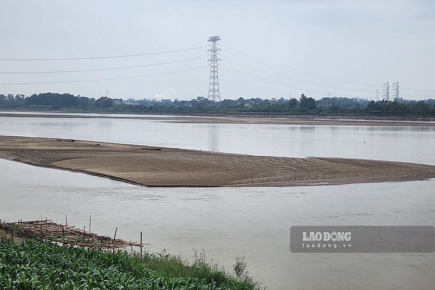 Khi song Hong can, cac bai boi, con cat noi len khap noi. Anh: To Cong.