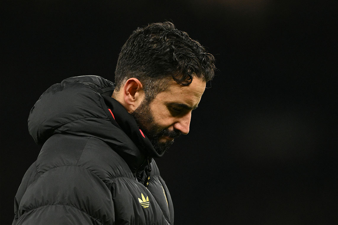 Ruben Amorim disappointed after Man United drew with Wolves. Photo: AFP