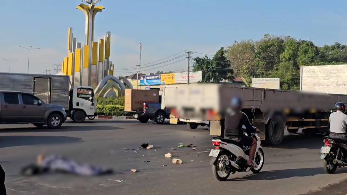 Scene of the accident that injured and killed a couple in Ho Chi Minh City. Photo: Dinh Trong