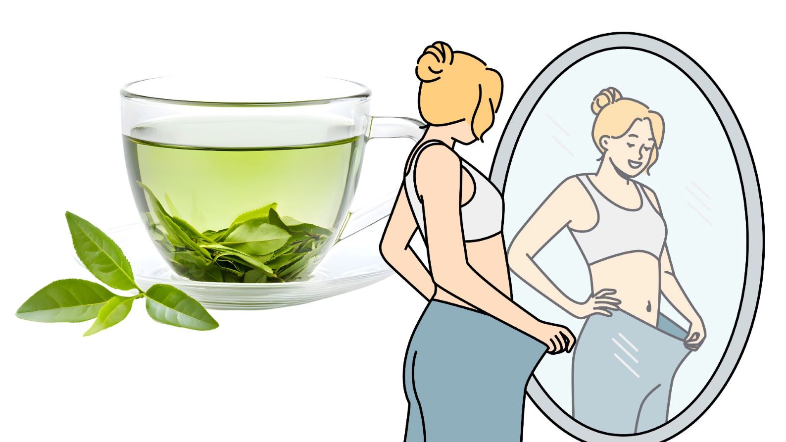 Green tea is a healthy drink in the morning to support weight loss. Graphics: Thanh Thanh