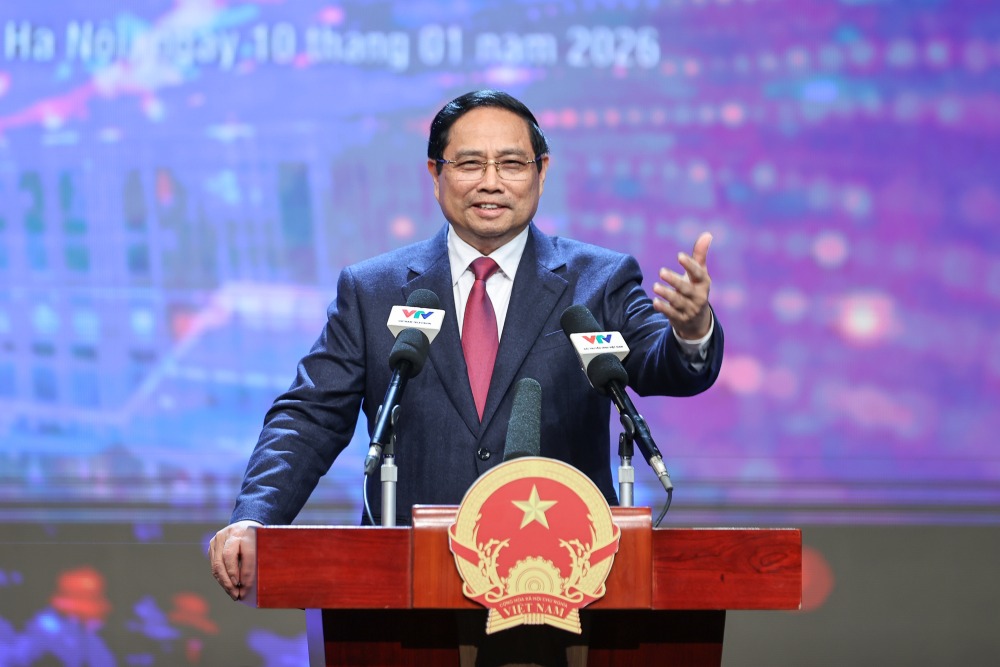 Prime Minister Pham Minh Chinh requested VTV to do a good job of personnel work, which is key to key, arranging organization and apparatus. Photo: VGP