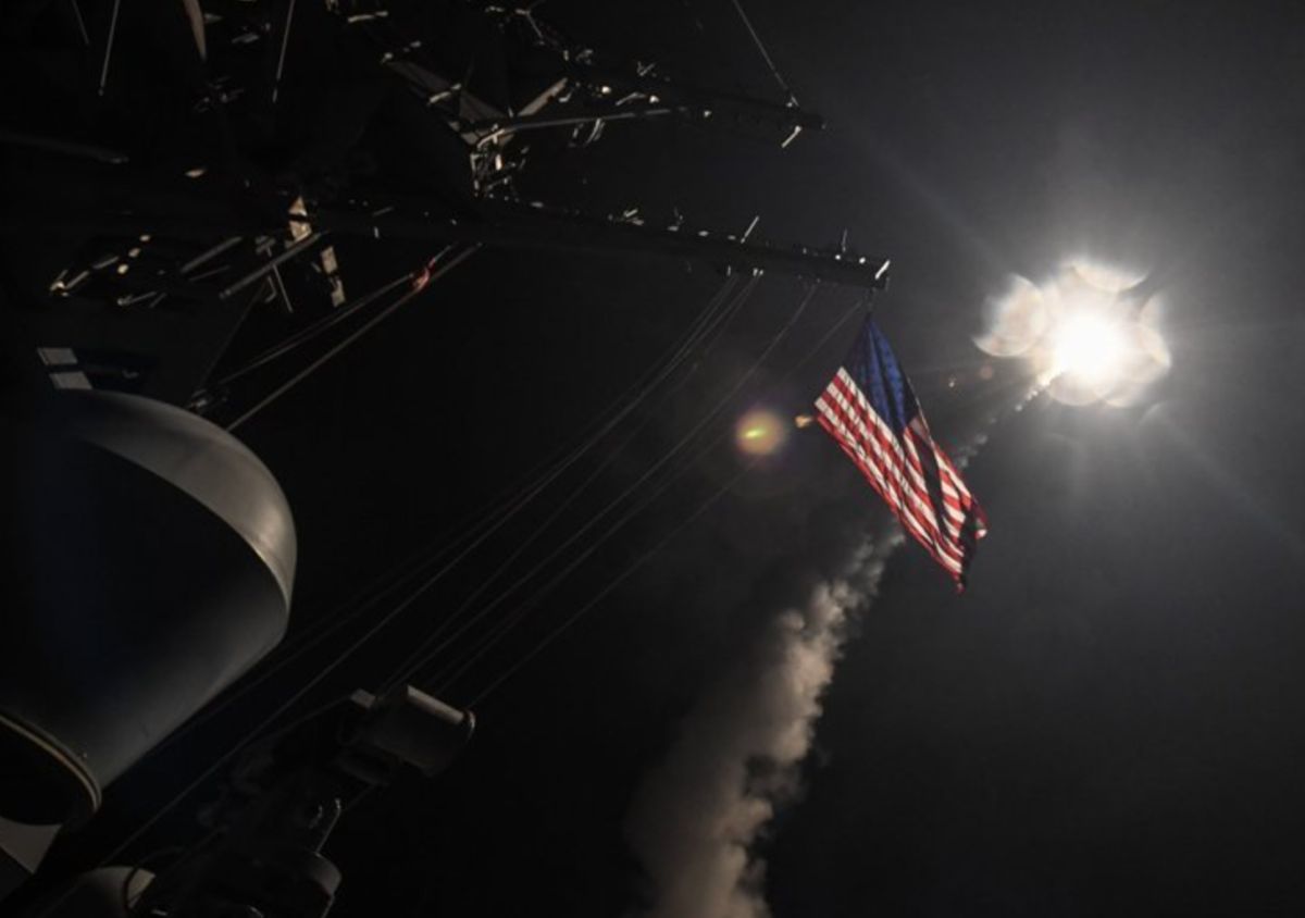 US Navy destroyer USS Porter launches Tomahawk missiles in the Mediterranean, April 7, 2017. Photo: Xinhua