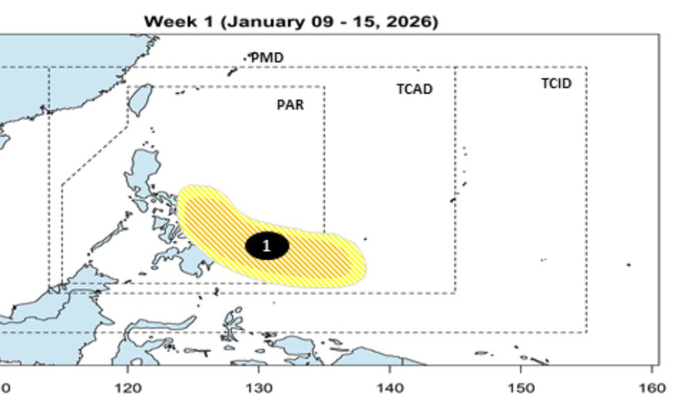오늘부터 1월 15일까지 필리핀 근처에 저기압이 나타날 것으로 예상됩니다. 사진: PAGASA