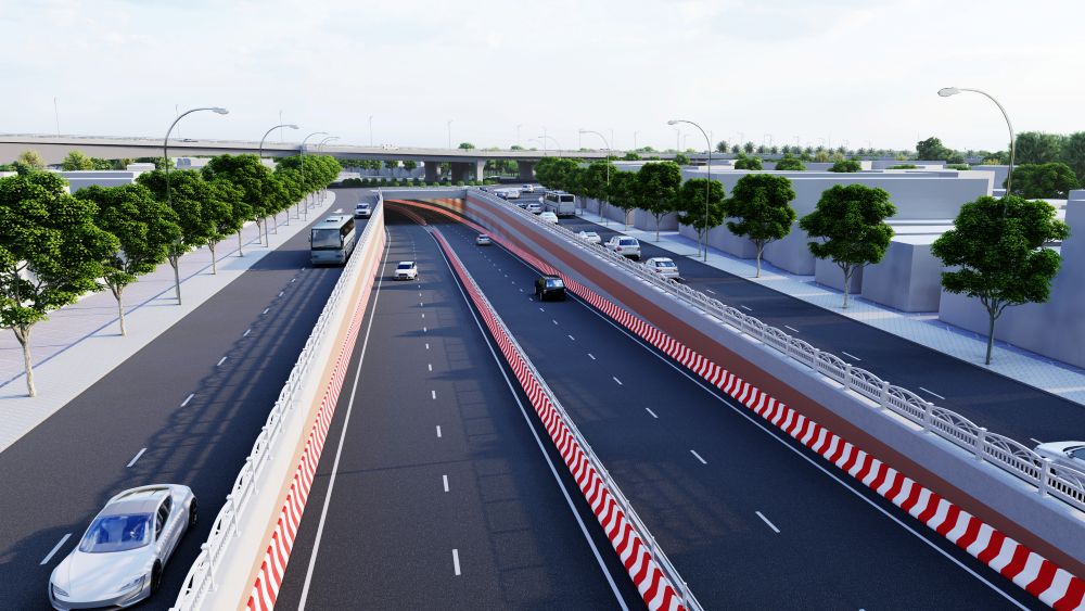 Phoi canh Du an dau tu xay dung tuyen duong noi Quoc lo 5 voi Quoc lo 10 doan qua dia ban quan Kien An. Ảnh: Ban Quan ly du an