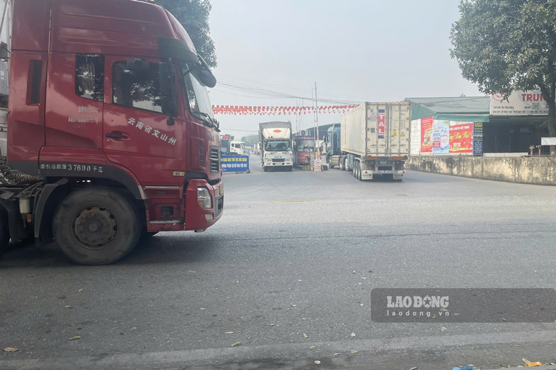 Nhieu hang hoa duoc chuan bi san cho Tet Nguyen dan, tao thanh khong khi nhon nhip o cua khau quan trong bac nhat Lao Cai. Anh: Dinh Dai 