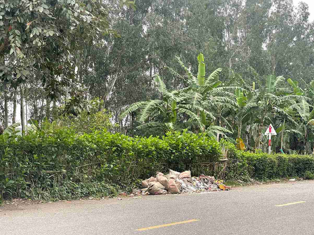 Rác thải sinh hoạt tập kết tại những vị trí vắng người qua lại quanh hồ An Vũ.