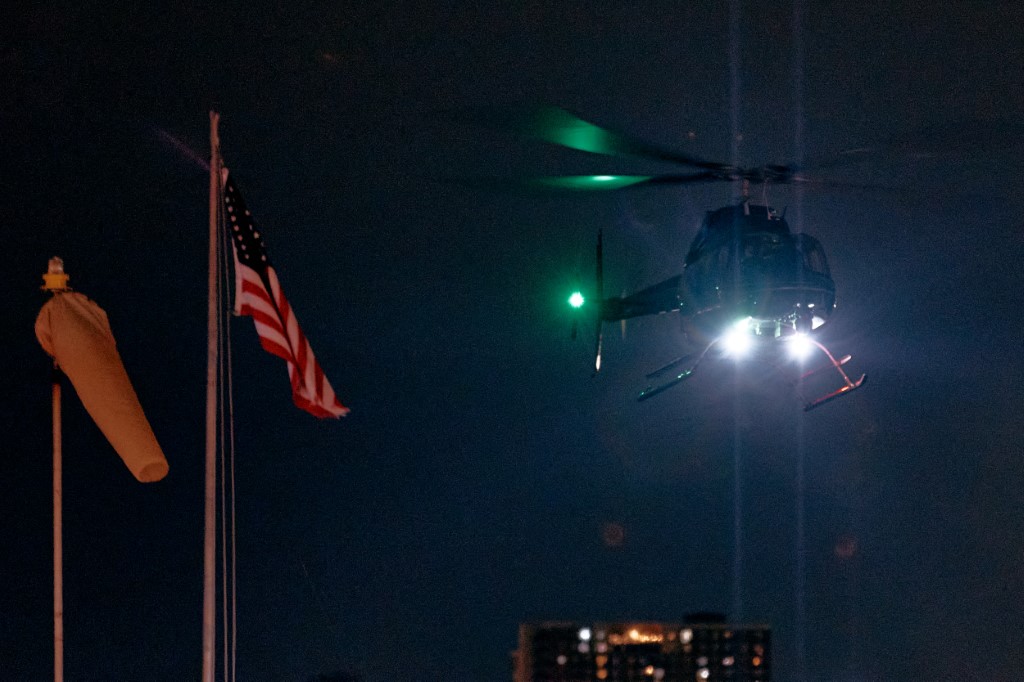 The helicopter carrying Venezuelan President Nicolas Maduro and his wife, Cilia Flores, landed at West Side helicopter airport in New York City (USA) on January 3, 2026. Photo: AFP