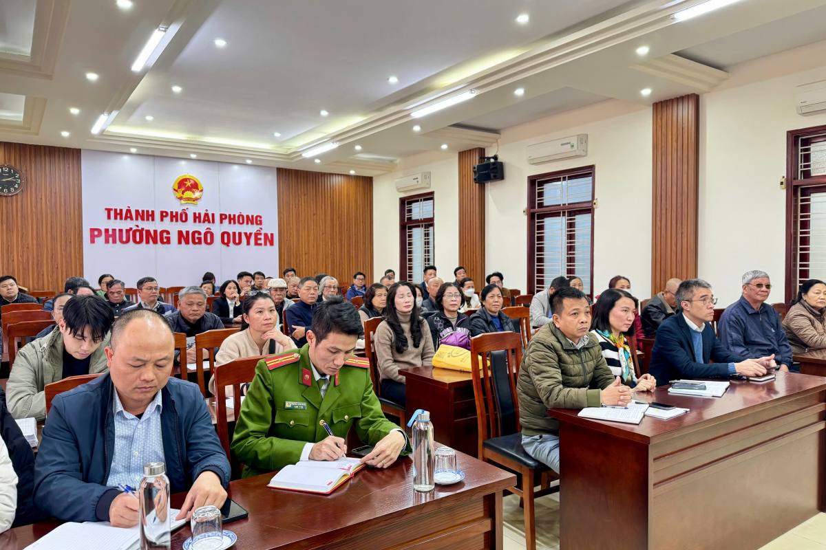 Phuong Ngo Quyen cong bo ke hoach thu hoi dat Du an ham chui nut giao nga 6. Ảnh: Cong TTDT Hai Phong