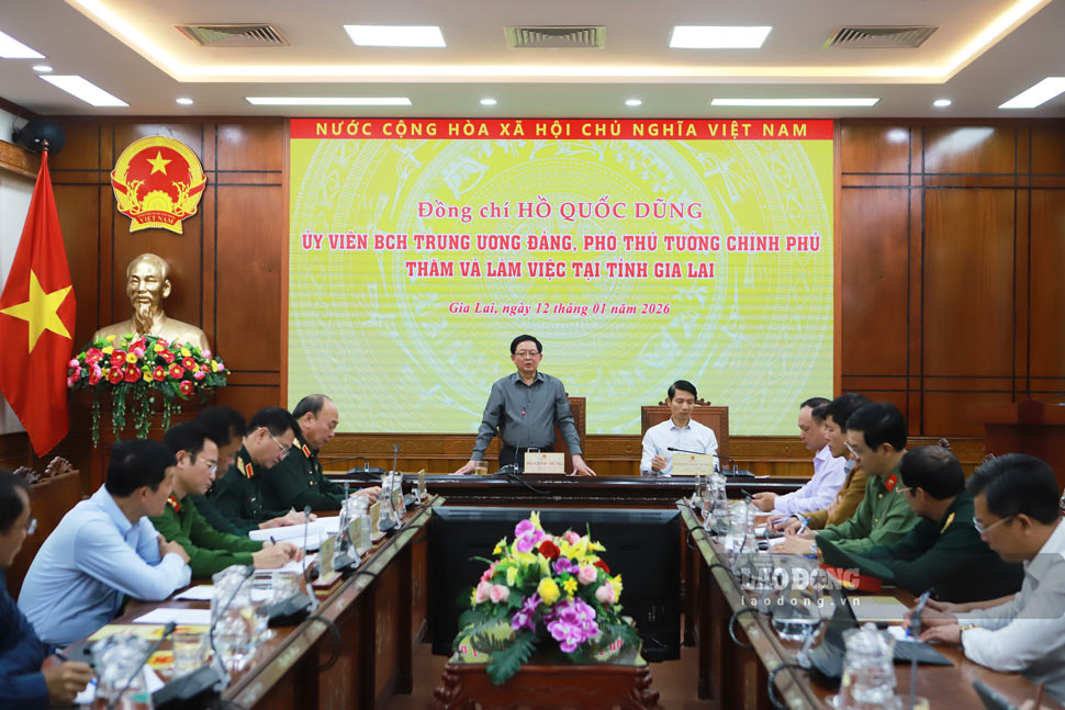 Pho Thu tuong lam viec voi UBND tinh Gia Lai. Anh: Hoai Phuong