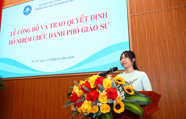 PGS.TS Le Thi Tuyet - Truong bo mon Sinh ly hoc nguoi va dong vat, Khoa Sinh hoc, Truong Dai hoc Su pham Ha Noi la 1 trong so 13 thay co duoc trao quyet dinh bo nhiem chuc danh pho giao su nam 2025. Anh: Mai Thanh