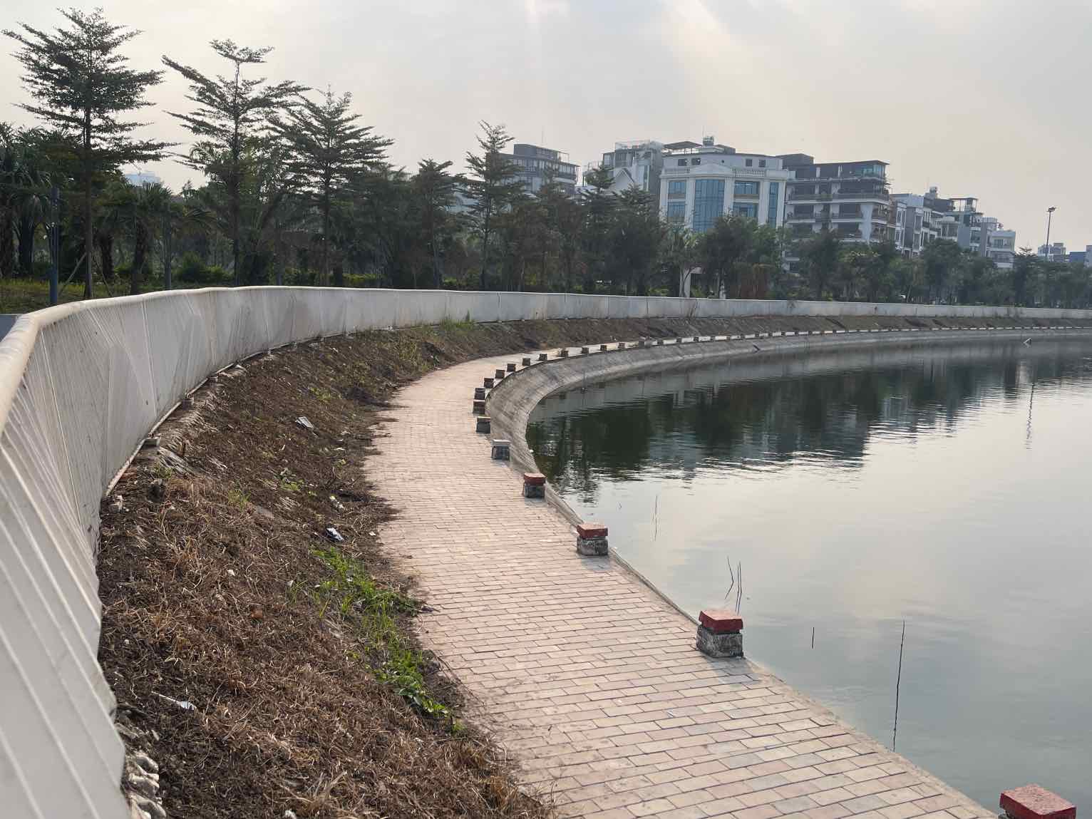 Cay co chet kho quanh khu vuc ho dieu hoa hien da duoc don dep sach se. Anh: Khanh An