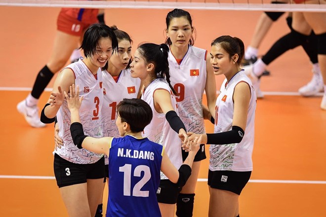 Doi tuyen bong chuyen nu Viet Nam gianh hang 4 tai ASIAD 19. Anh: VFV 