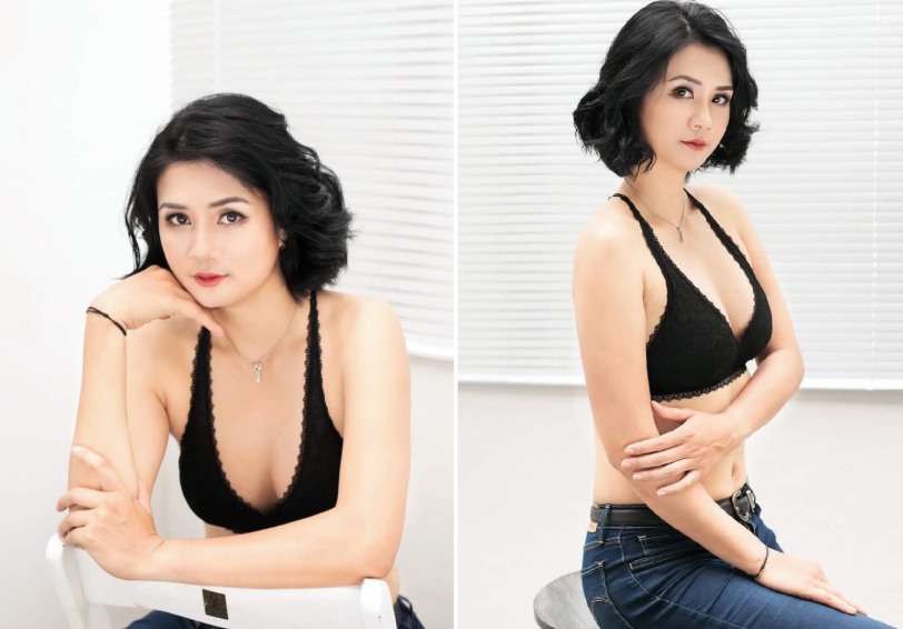 Cuu hoa khoi bong chuyen Kim Hue tung dien thoi trang, van duy tri duoc sac voc chuan dep. Anh: Cat tu trang ca nhan