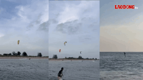 Experience surfing on Vung Tau beach. Photo: Thanh An