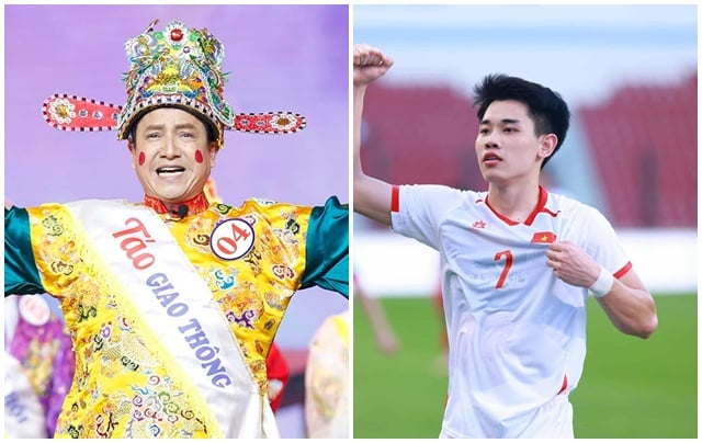 교통 따오 찌쭝은 U23 베트남의 딘박 선수에게 애정을 표현했습니다. 사진: NVCC
