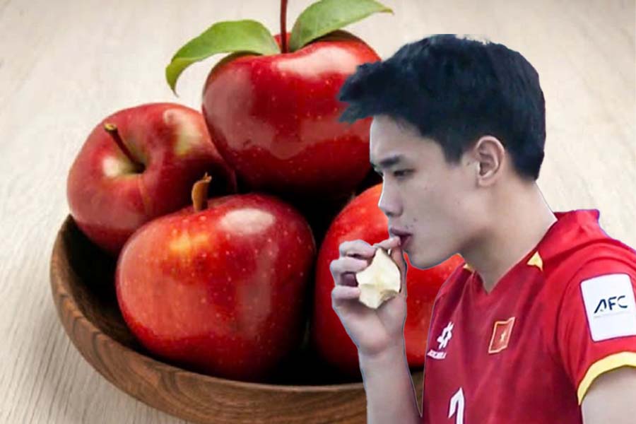 Many professional athletes, including player Dinh Bac, prioritize choosing apples after competition thanks to their effective energy recovery ability. Graphics: Cat Tien