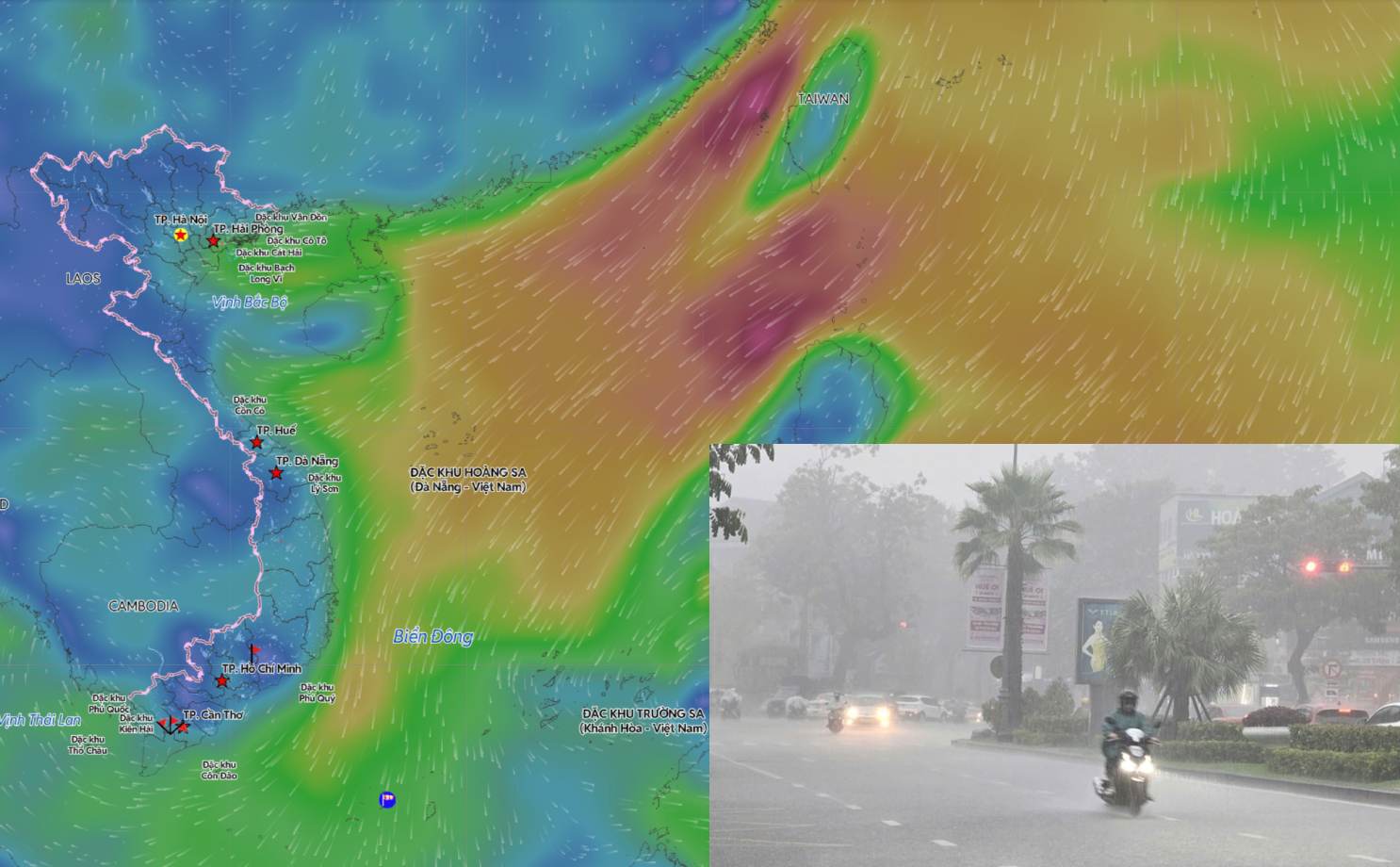 1월 21일부터 꽝찌에서 꽝응아이까지의 지방에 찬 공기로 인한 비가 예상됩니다. 삽화: 안안/ 출처: 베트남 재해 감시 시스템