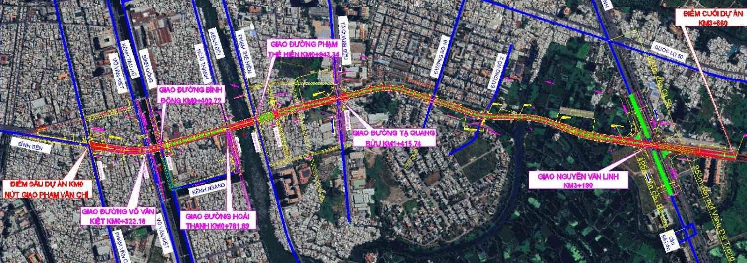 Huong tuyen cau duong Binh Tien. Anh: So Xay dung TPHCM