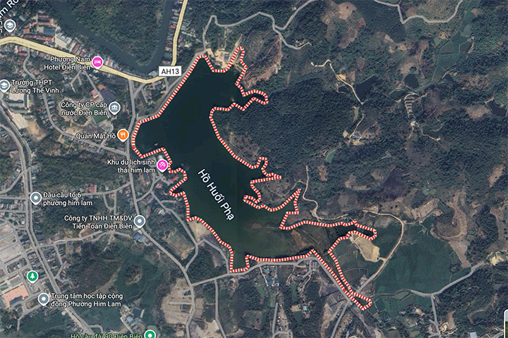 Dien Bien approves the planning of Huoi Pha lake area and surrounding areas. Photo: Google Maps