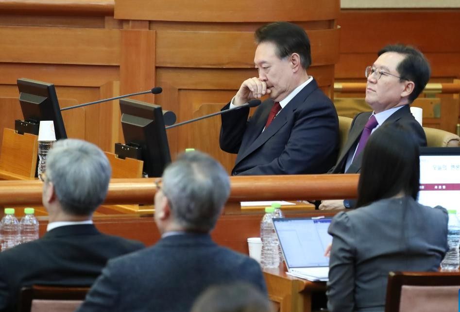 Former South Korean President Yoon Suk Yeol in the impeachment hearing on February 20, 2025. Photo: Xinhua