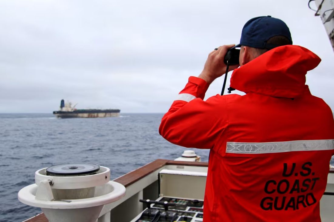 US Coast Guard monitors oil tanker Marinera. Photo: US European Command