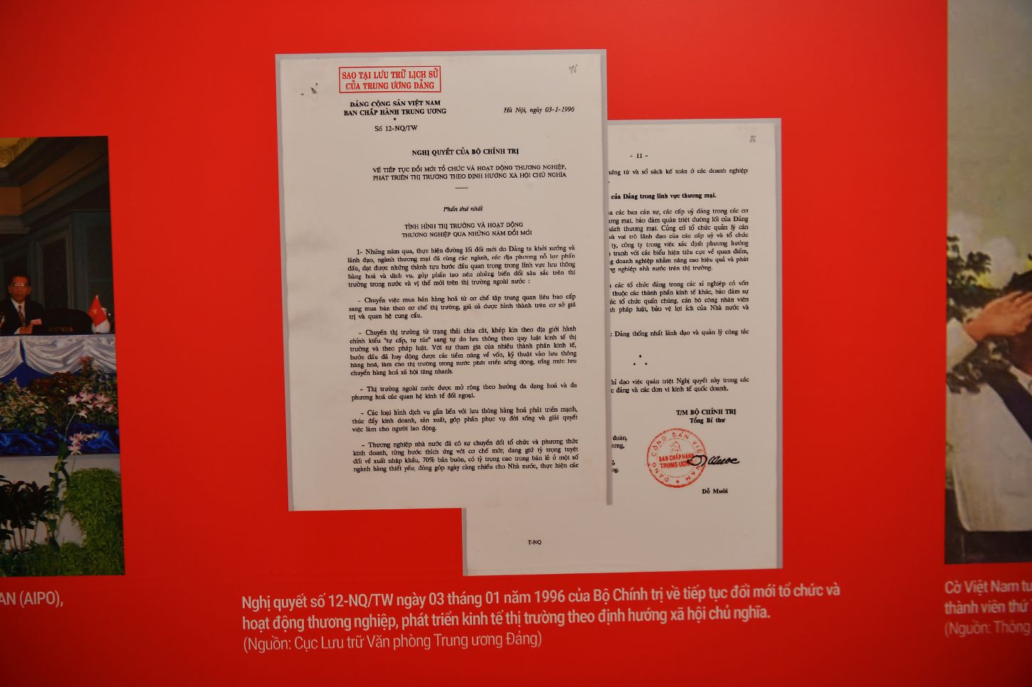 Nghi quyet cua Bo Chinh tri ve tiep tuc doi moi va to chuc, hoat dong thuong nghiep, phat trien kinh te thi truong theo dinh huong xa hoi chu nghia nam 1996. Anh: Viet Van