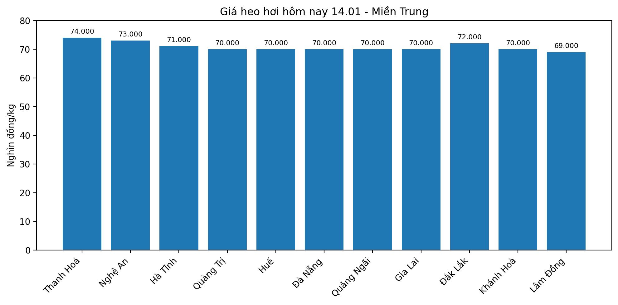 Gia heo hoi hom nay 14.1 tai mien Trung. Anh: VFC. 
