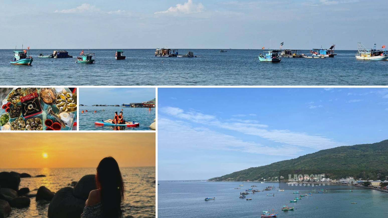 Mot so hoat dong nhu ngam canh, cheo sup, thuong thuc hai san tai Hon Son. Anh: Ngoc Ty.