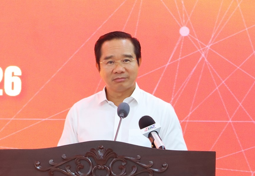 Chu tich UBND Thanh pho Nguyen Van Duoc phat bieu. Anh: Yen Nhi