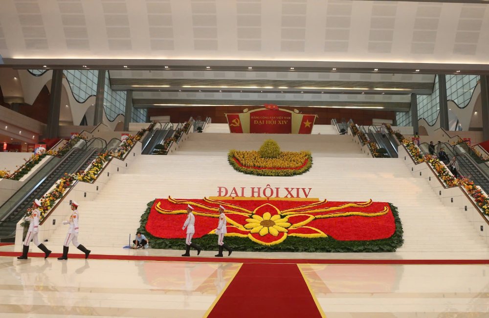 Khong gian Trung tam Hoi nghi quoc gia - noi dien ra Dai hoi XIV cua Dang. Anh: Ai Van