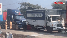 Scene of the chain collision on National Highway 51. Photo: Thanh An