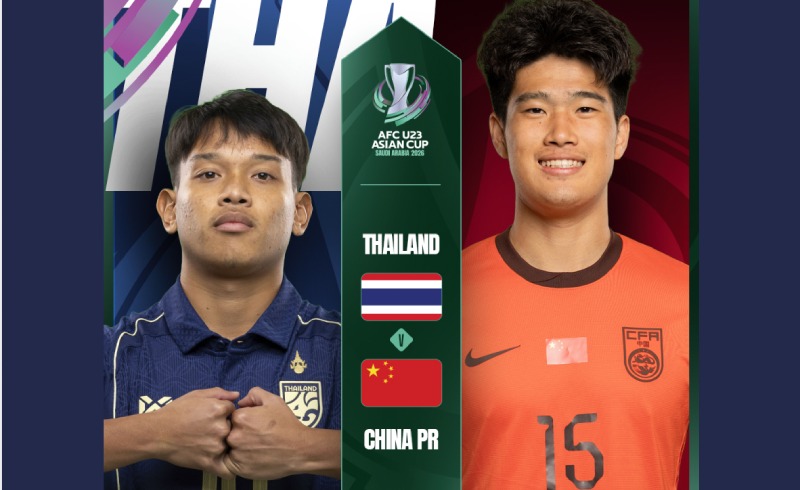 U23 Thailand meets U23 China in the final round of the AFC U23 Championship 2026 group stage. Photo: AFC