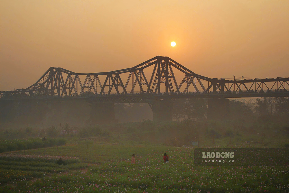 Voi vi tri thoang dang, xa xa la cay cau Long Bien - “chung nhan lich su” mang ve dep co kinh, ben hoa voi du loai hoa bung no ruc ro dem lai cho nguoi dan trai nghiem chup anh moi me, doc dao. 