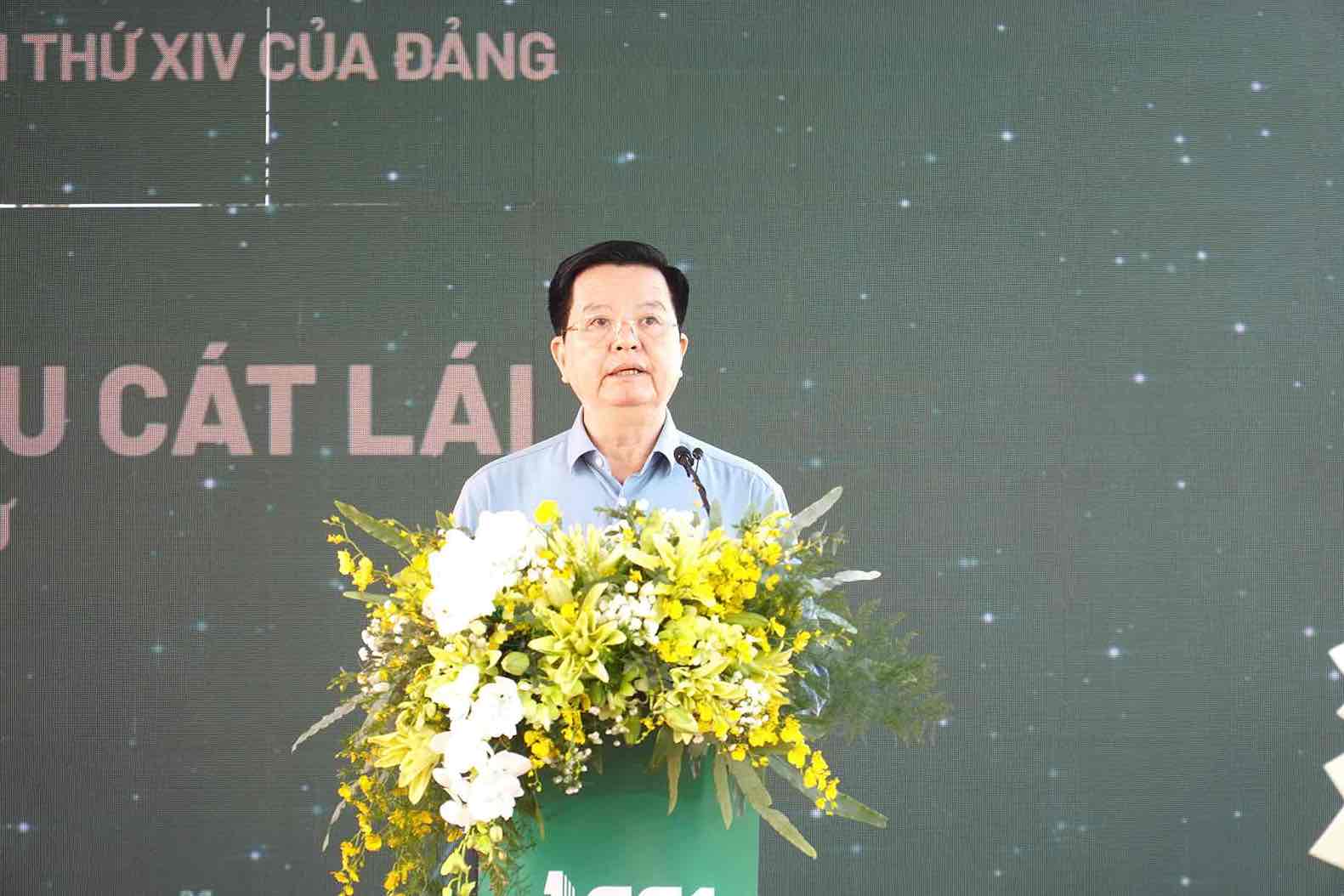 Pho Thu tuong Chinh phu Mai Van Chinh phat bieu chi dao tai le dong tho du an. Anh: HAC