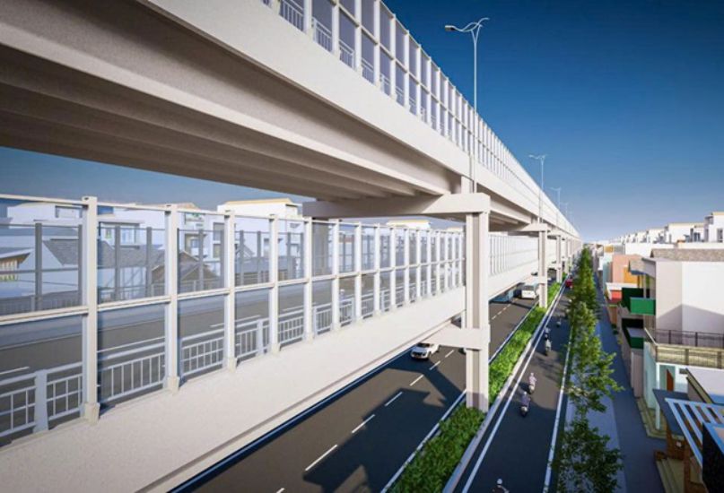 Phoi canh duong dan cau Phu My 2 co doan xay hai tang. nh: So Xay dung TPHCM