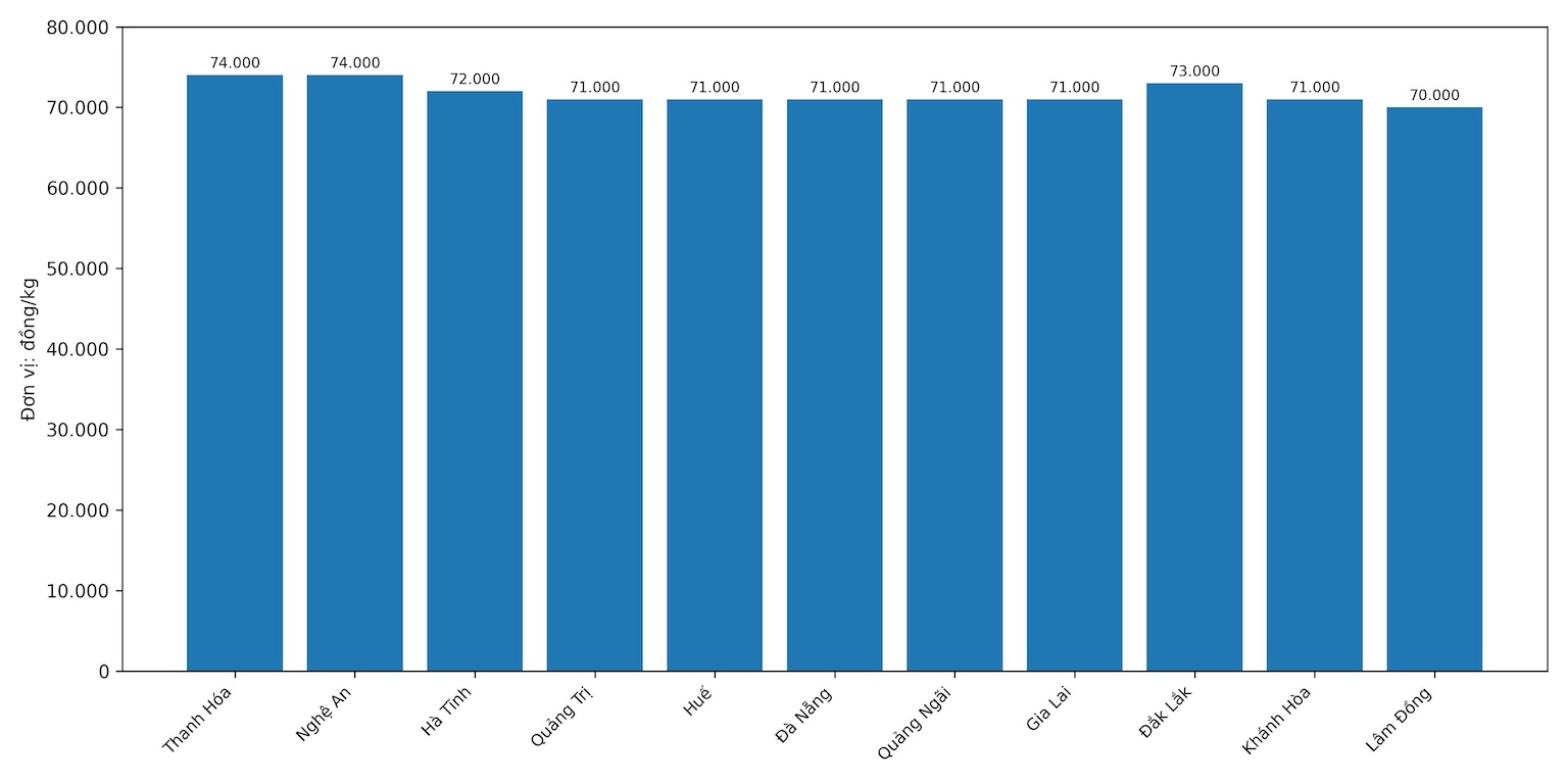 Gia heo hoi hom nay 15.1 tai mien Trung. Do hoa: Thuy Linh. 