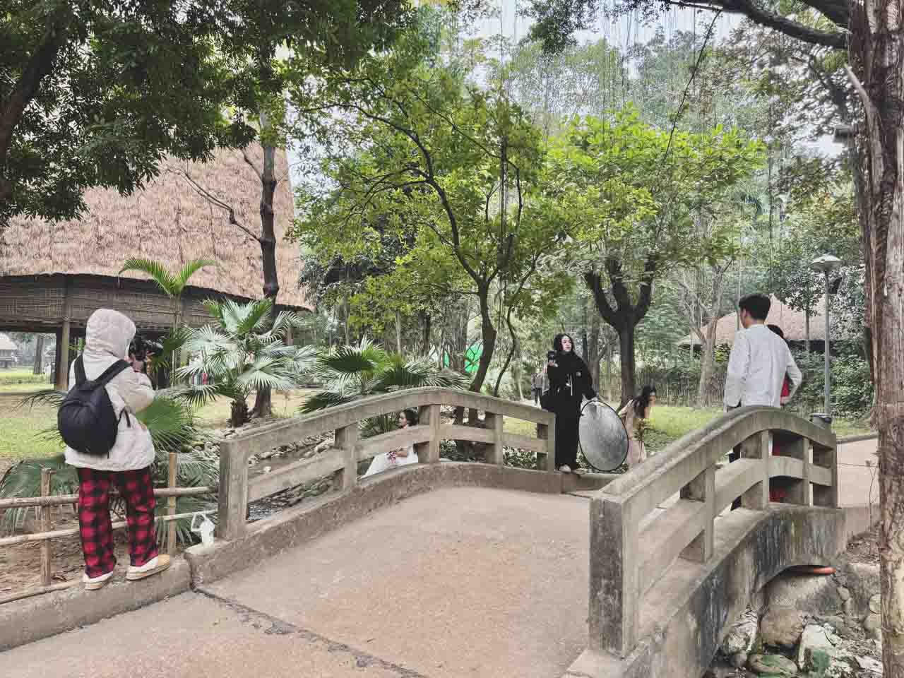 Khu vuon cay xanh voi khong gian rong mo la toa do chup hinh ly tuong.