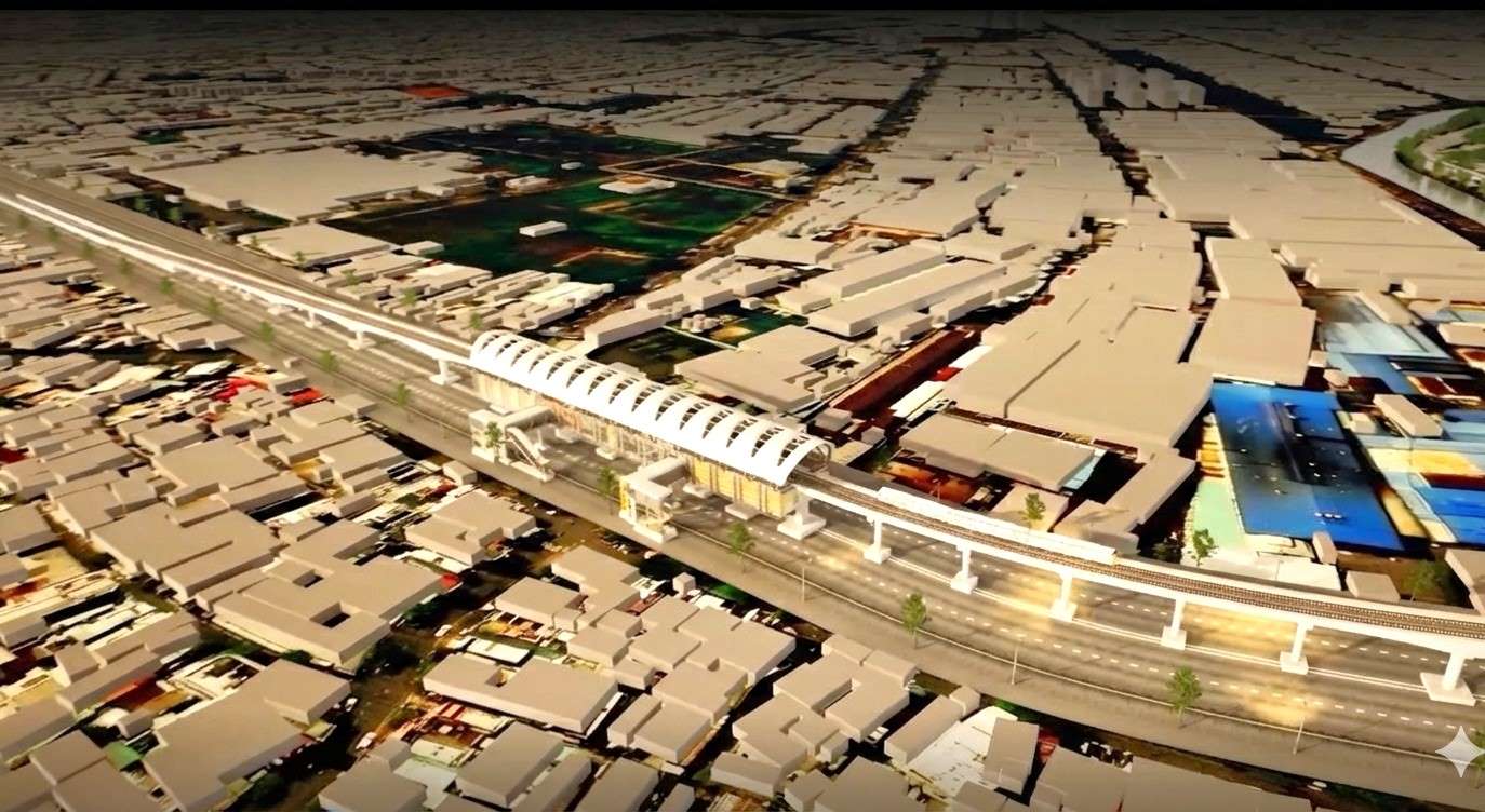 Metro so 2 chuyen tiep tu ngam len cao tai khu vuc nga ba Truong Chinh - Pham Van Bach.  Anh: MAUR