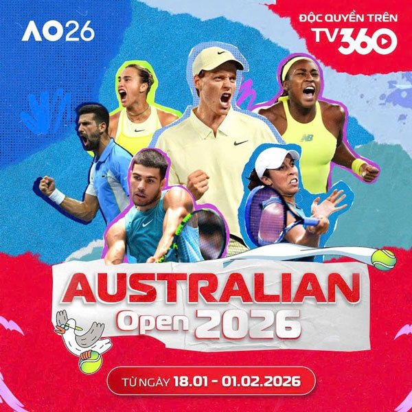 TV360 exclusively broadcasts the Australian Open in Vietnam in the period 2026-2029. Photo: Viettel