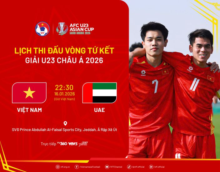 Schedule of U23 Vietnam and U23 UAE. Photo: VFF
