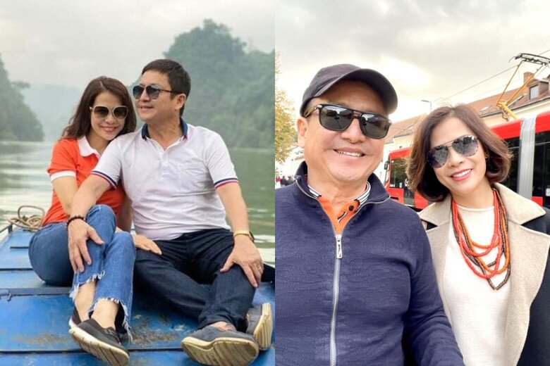 Meritorious Artist Chi Trung and his girlfriend Y Lan. Photo: NVCC