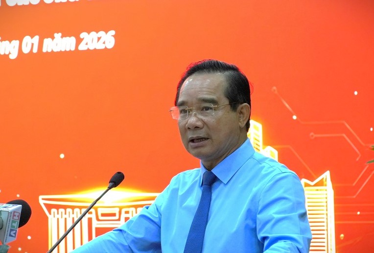 Chu tich UBND TPHCM Nguyen Van Duoc phat bieu tai hoi nghi.  Anh: Bao Ninh