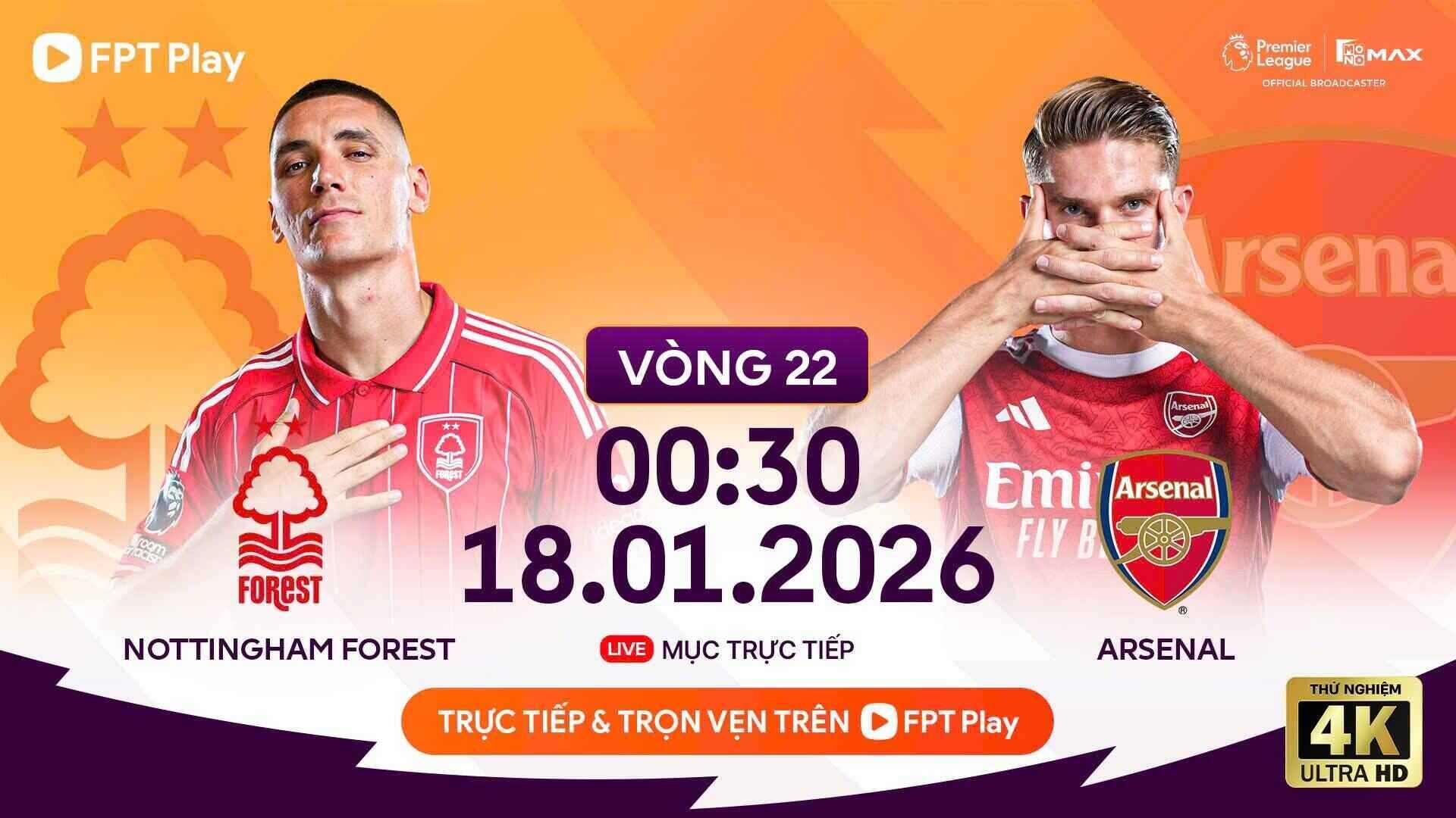 Football score prediction Nottingham Forest - Arsenal Premier League. Graphics: FPT Play