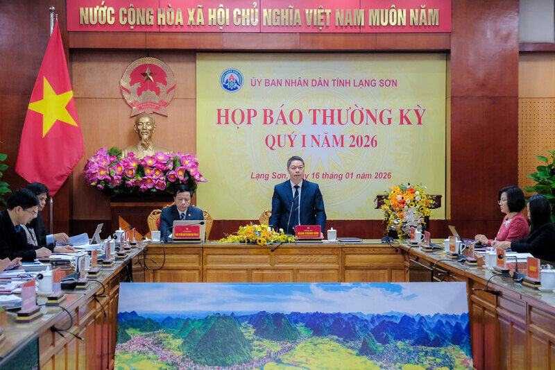 Toan canh hop bao thuong ky quy I.2026 tai Lang Son. Anh: Khanh Linh
