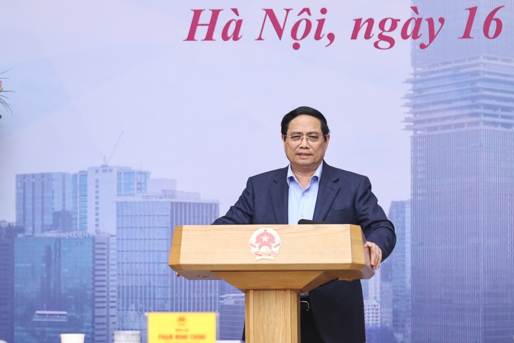 Prime Minister Pham Minh Chinh - Head of the Steering Committee of the International Finance Center in Vietnam speaks. Photo: VGP