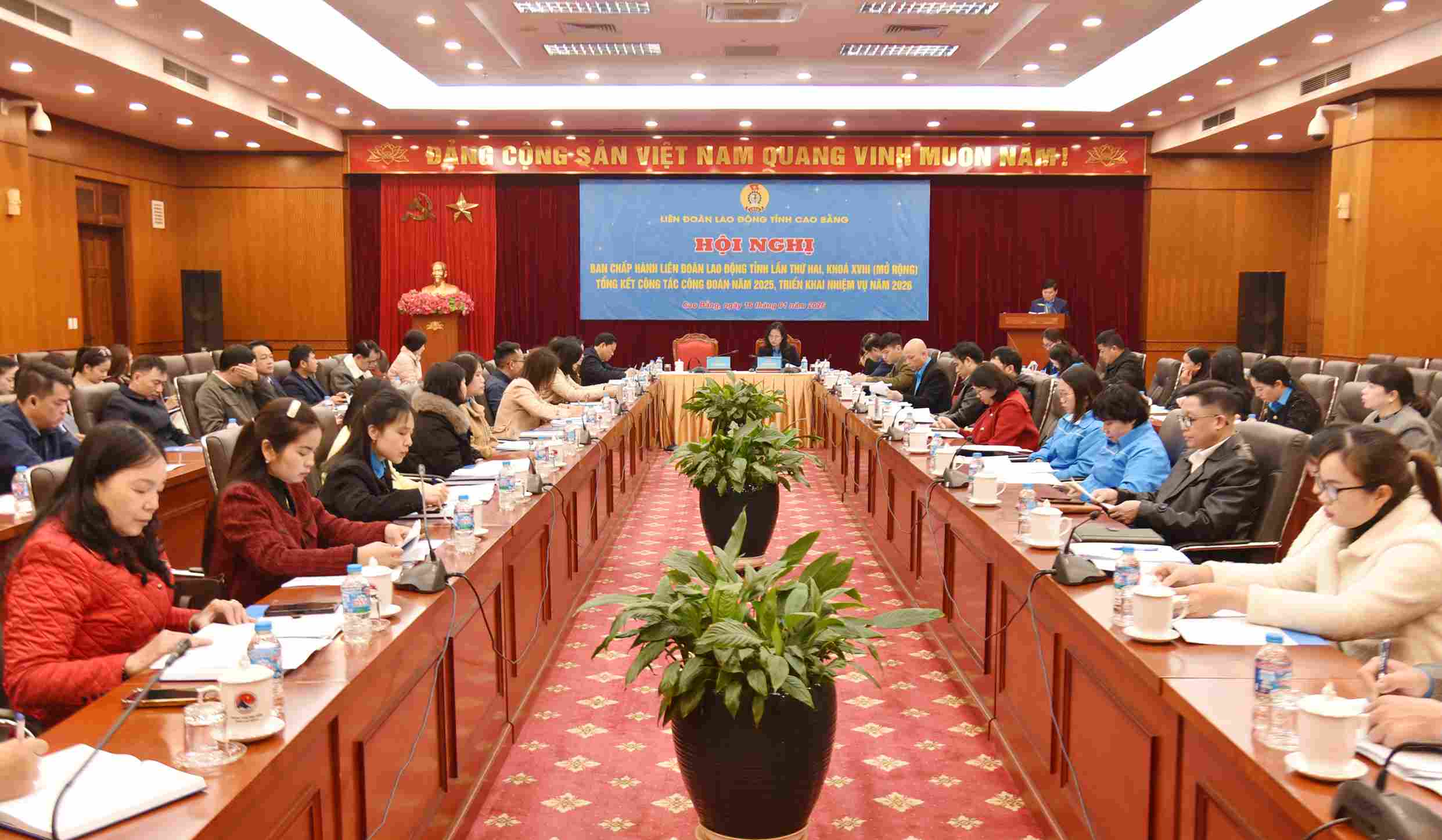 Cao Bang summarizes trade union work in 2025. Photo: Vu Tiep
