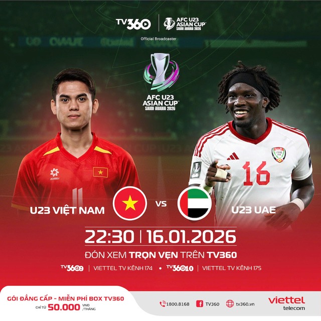  U23 Viet Nam gap U23 UAE tai tu ket U23 chau A 2026. Anh: TV360 