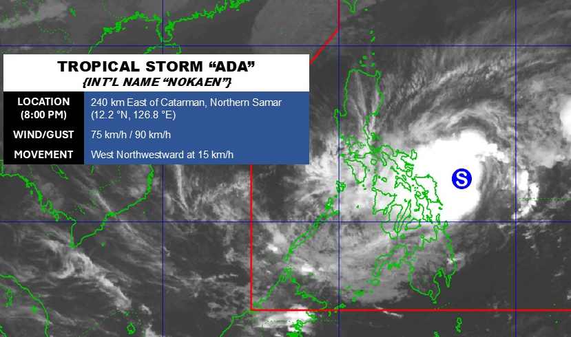 Cap nhat vi tri cua bao Nokaen gan Bien Dong. Anh: PAGASA