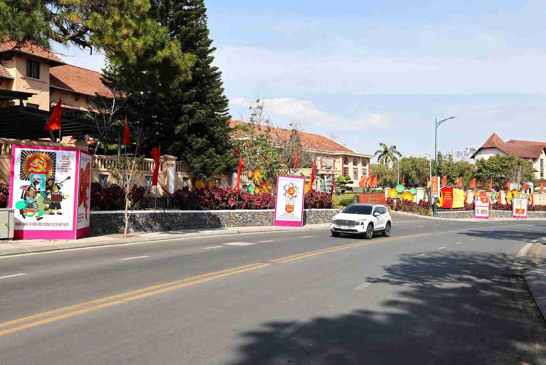 Khong gian do thi Da Lat khoac len dien mao moi, trang trong, ruc ro sac mau chao mung dai hoi. Anh: Phuc Khanh 